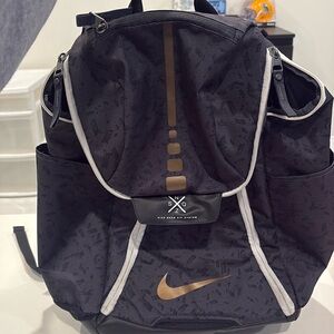 Nike Hoops Elite Quad Zip System Backpack Gym Bag Black and Gold Swoosh
